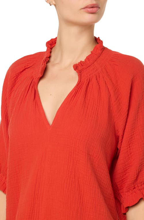 Shop Joe's Elbow Sleeve Cotton Gauze Top In Valiant Poppy