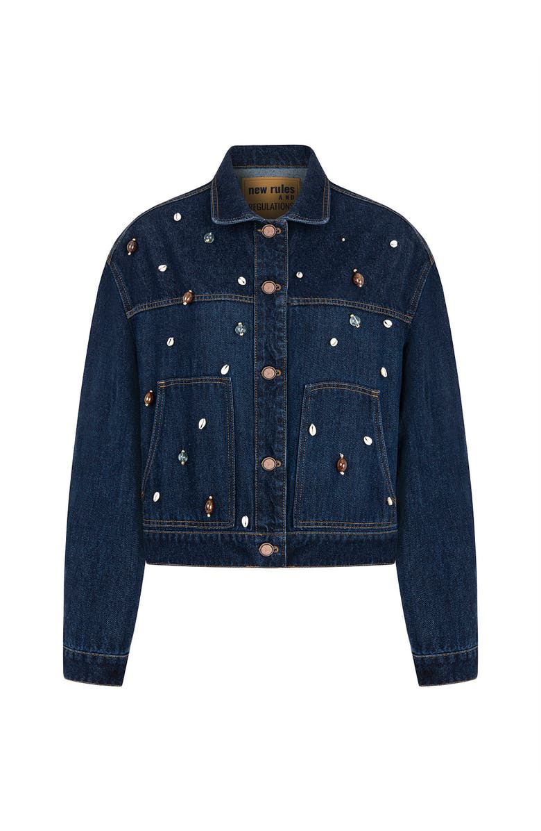 Nocturne Seashell Designed Jean Jacket, Alternate, color, 