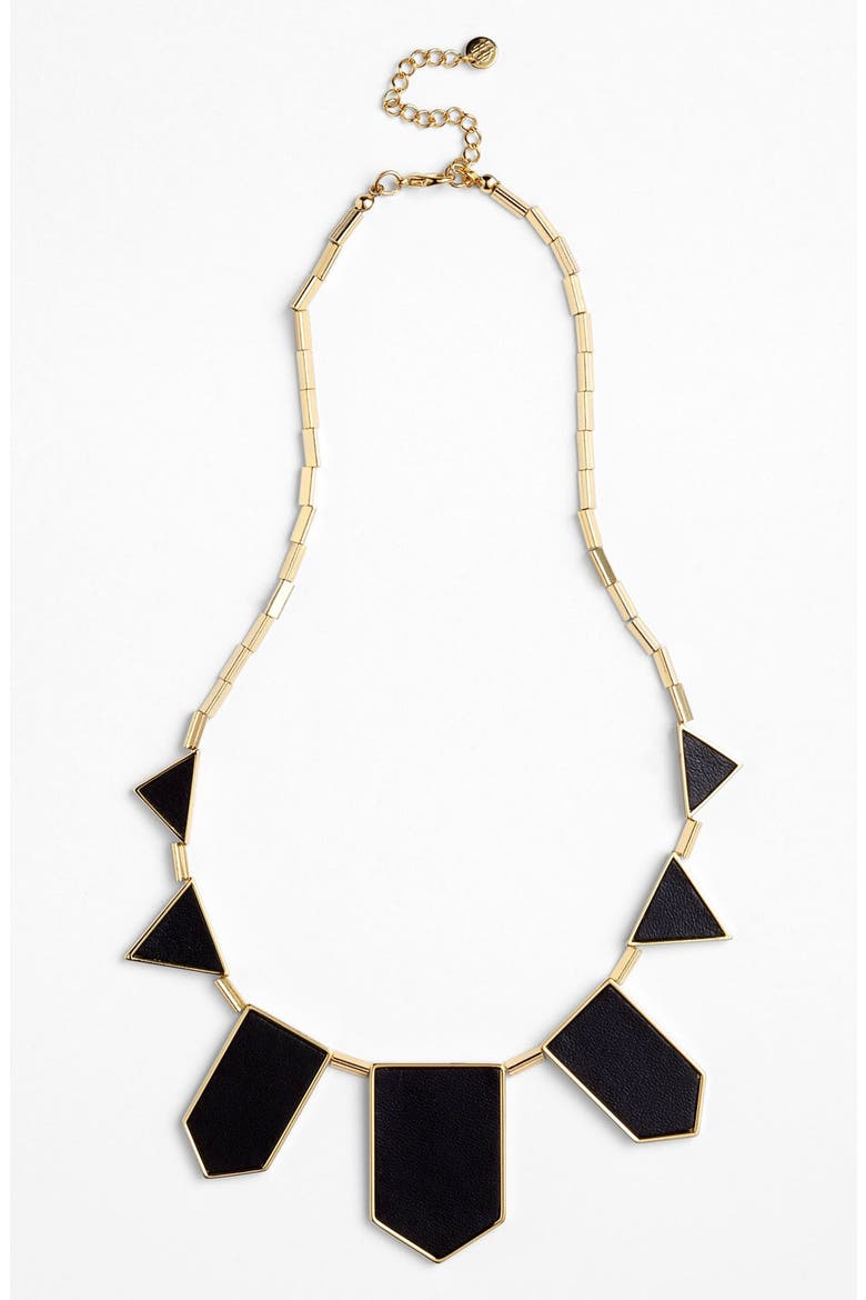 Leather Station Necklace, Alternate, color, BLACK/ GOLD