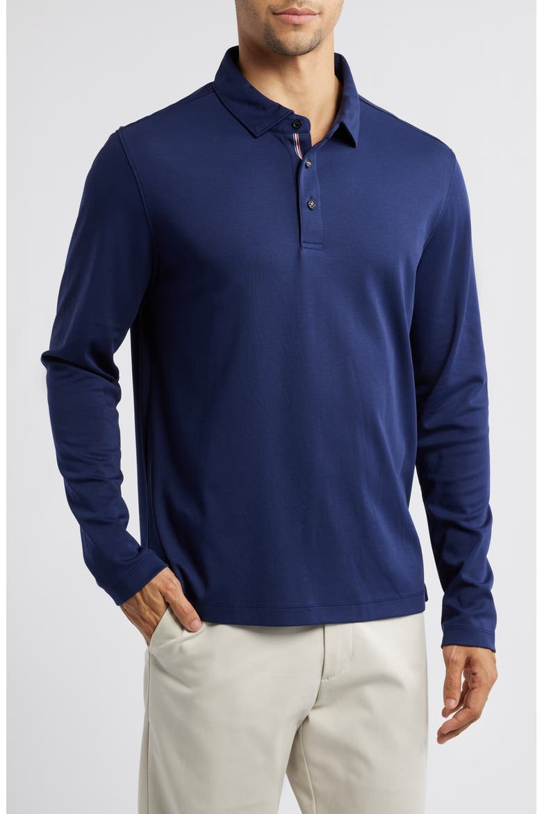 Damaschino Wrinkle Free Long Sleeve Polo, Main, color, NAVY