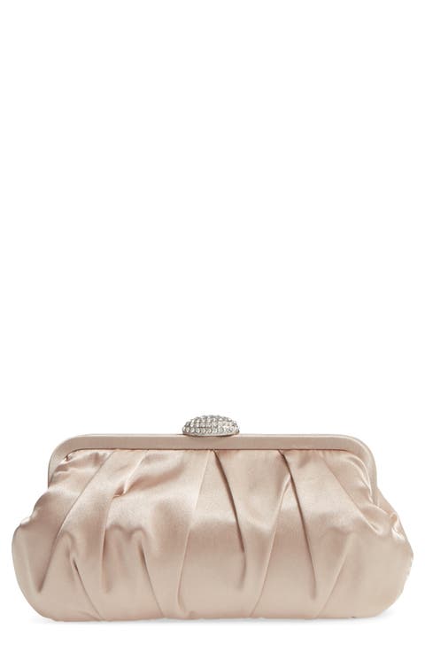 Concord Pleated Satin Frame Clutch