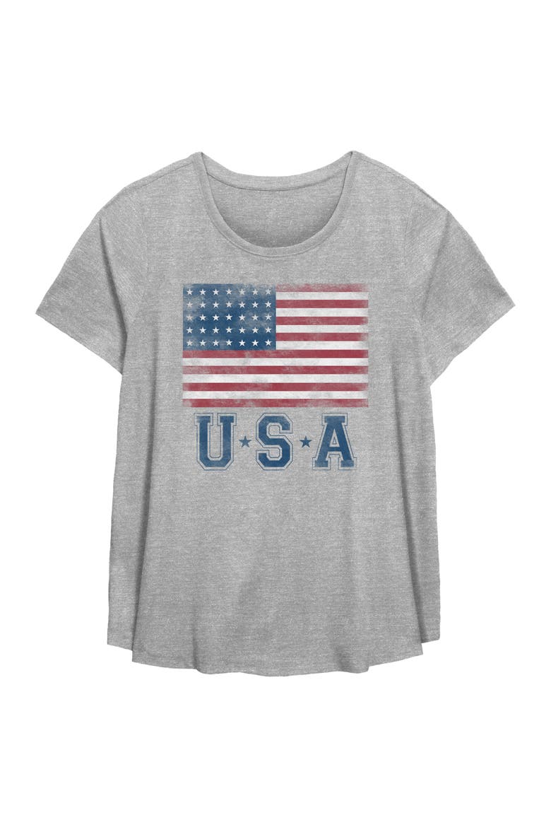 Women's Lost Gods Fourth of July Vintage American Flag Graphic T-Shirt, Main, color, Heather Gray