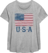 Lost Gods Women's Lost Gods Fourth of July Vintage American Flag Graphic T-Shirt