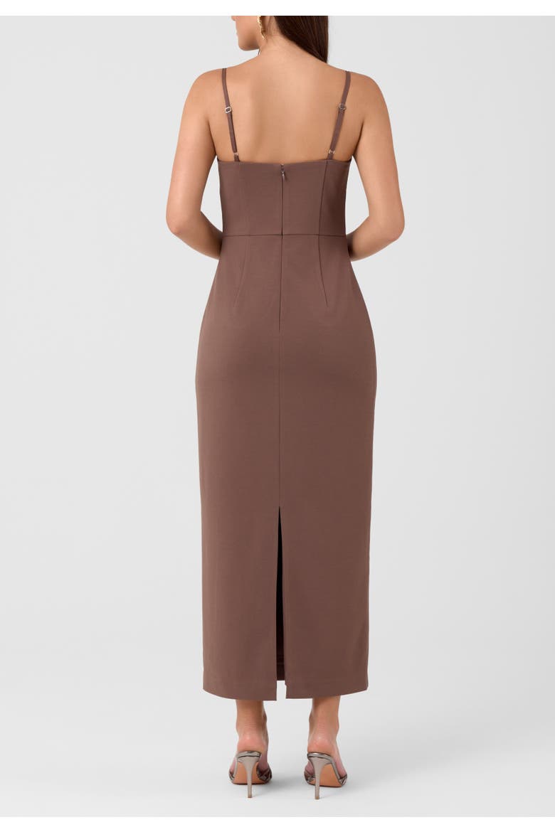 Aurea Embellished Midi Dress, Alternate, color, Umber