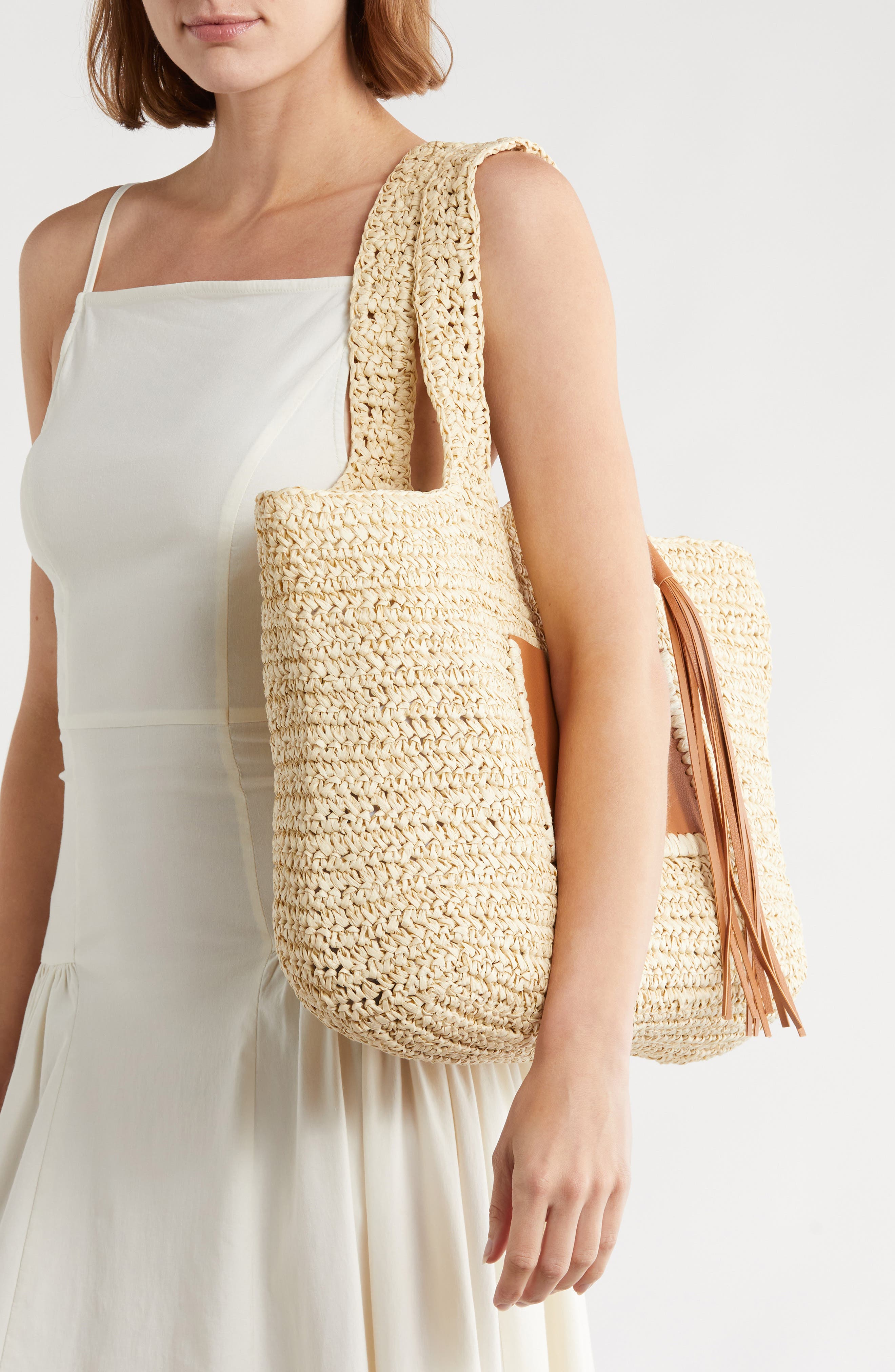 Collection XIIX Tassel Straw Tote Bag, Alternate, color, Natural