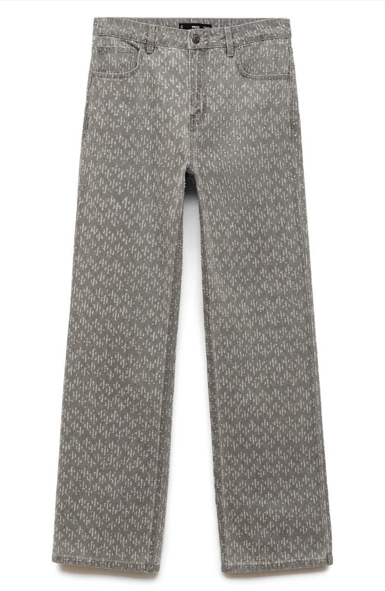 MANGO Rhinestone Embellished Straight Leg Jeans, Alternate, color, 