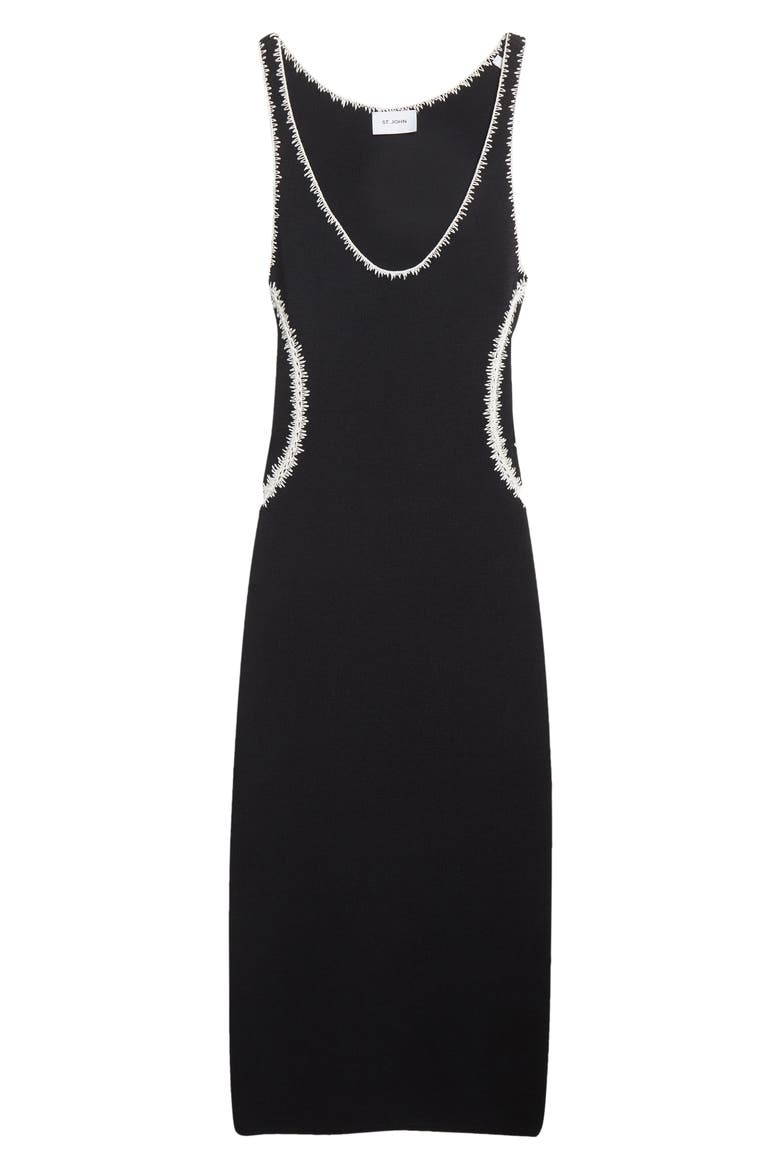 Crochet Trim Jersey Tank Dress, Alternate, color, BLACK/ ECRU