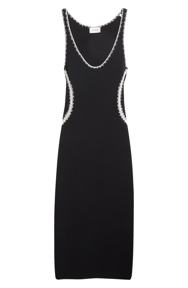 St. John Collection Crochet Trim Jersey Tank Dress, Alternate, color,