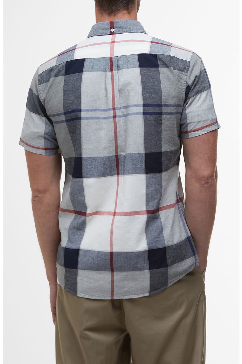 Doughill Plaid Short Sleeve Cotton & Linen Button-Down Shirt, Alternate, color, BLEACHED PINE TARTAN