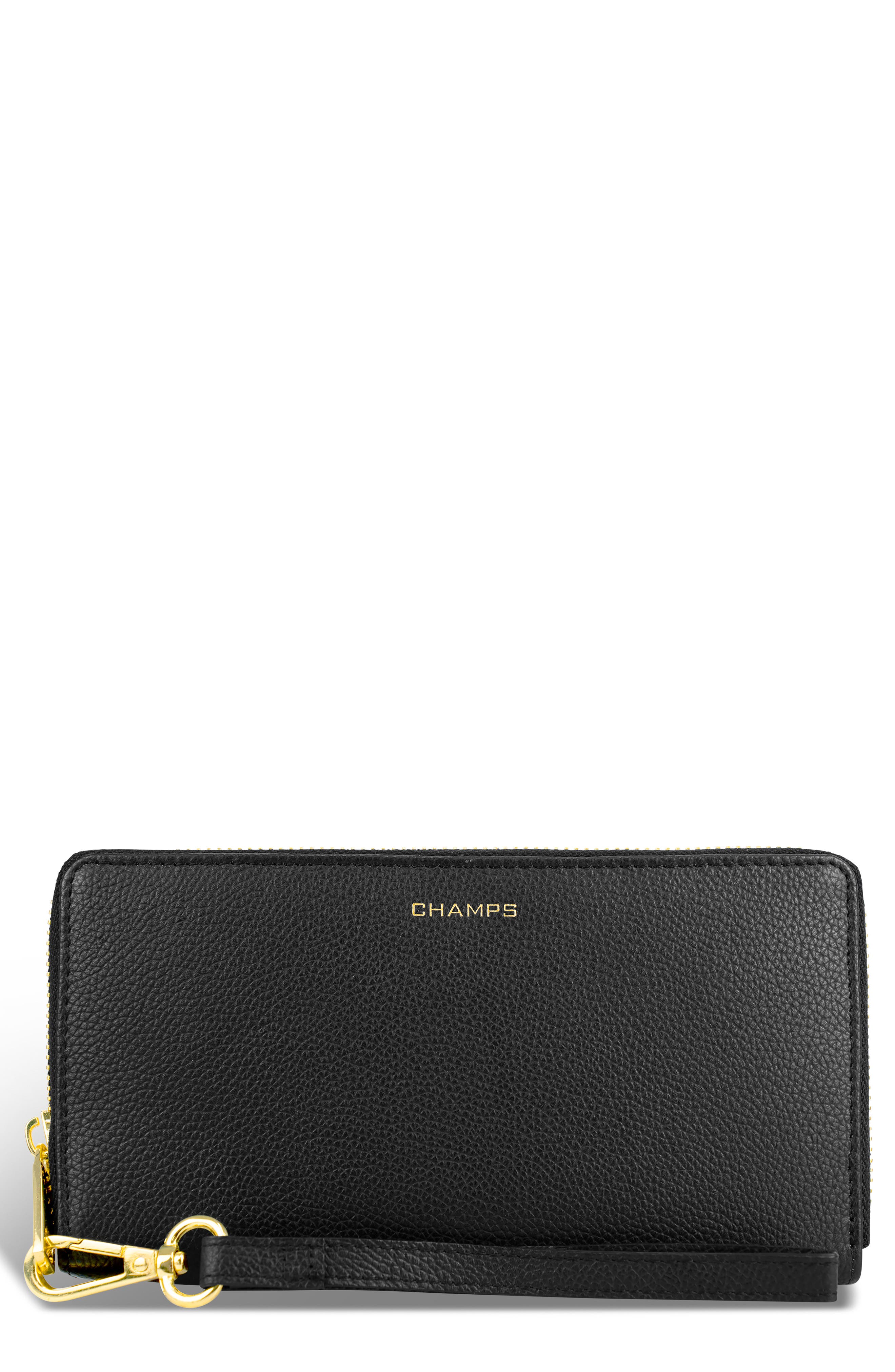 Leather Zip Around Clutch