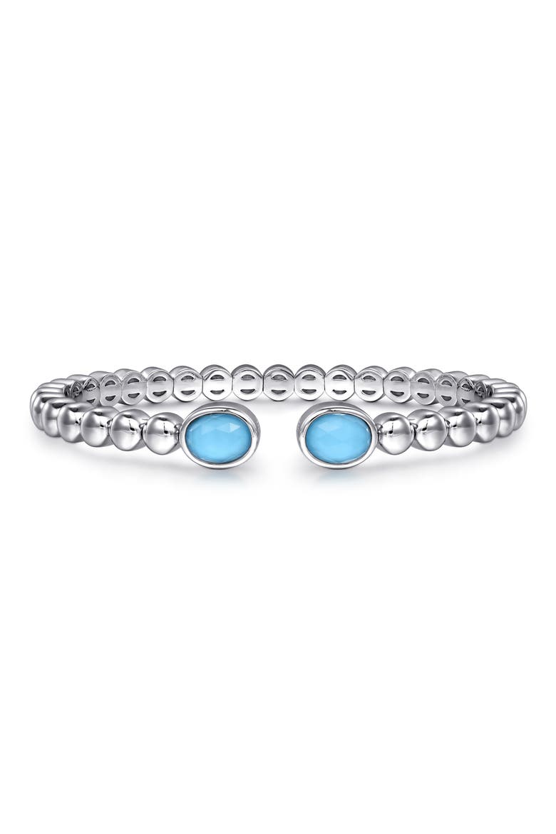 Turquoise Doublet Cuff Bracelet, Main, color, STERLING SILVER