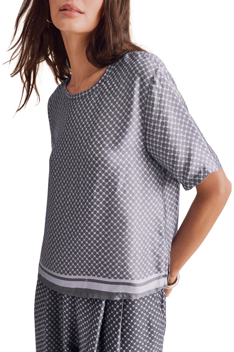 Violet Satin Top, Alternate, color, ASH NAVY BLUE/ MIST