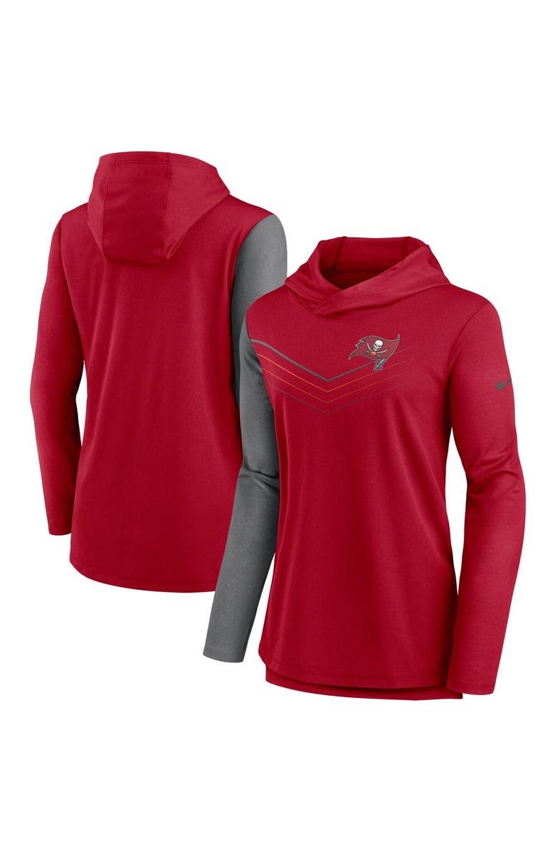 Nike Women's Nike Red/Heathered Charcoal Tampa Bay Buccaneers Chevron Hoodie Performance Long Sleeve T-Shirt, Main, color, Red