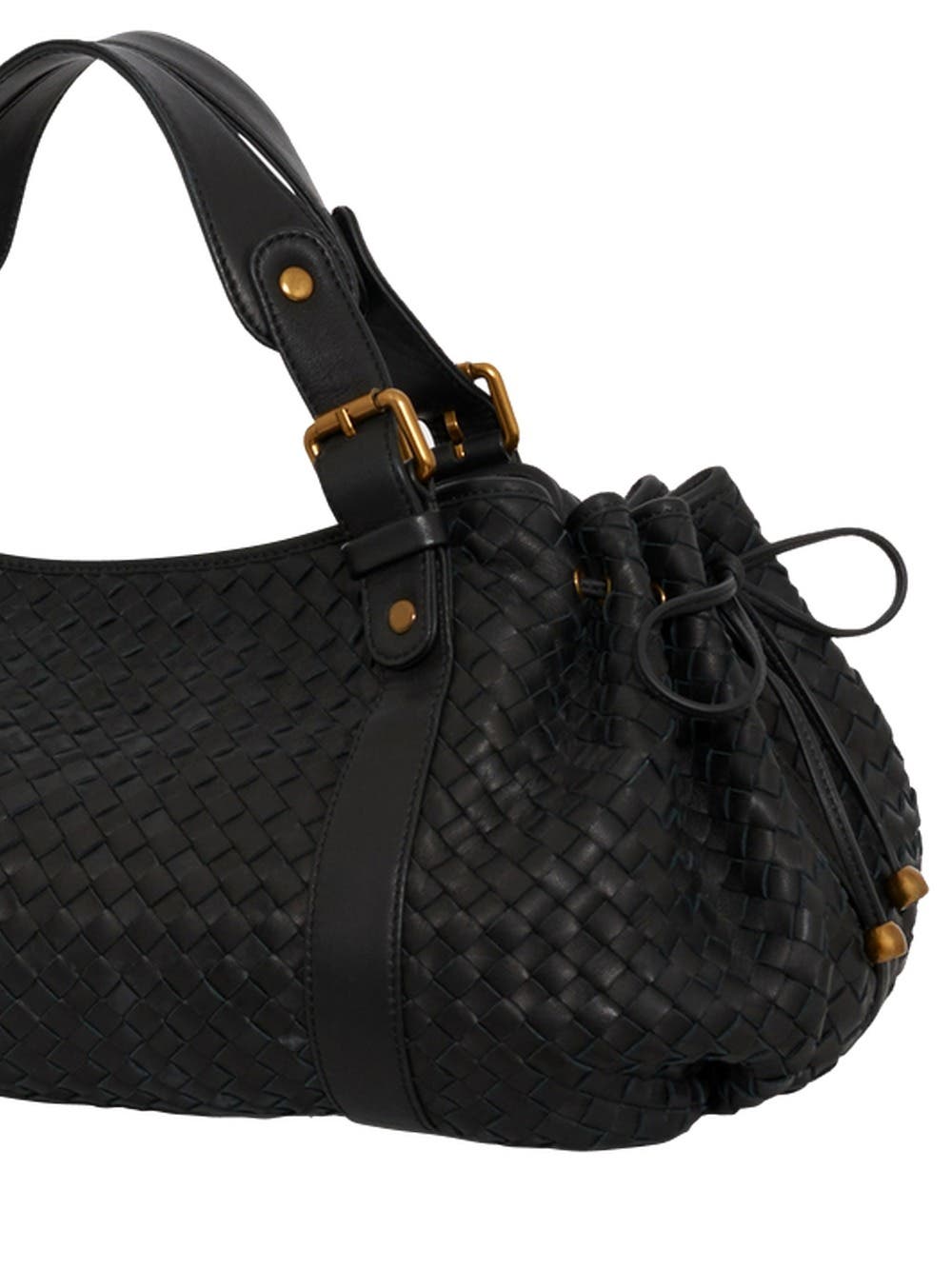 GERARD DAREL 24H Hand Braided Leather Handbag, Alternate, color, Black