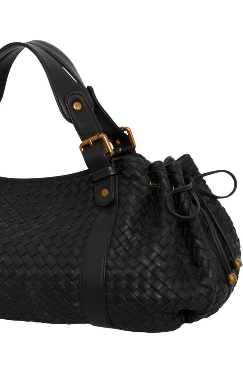 GERARD DAREL 24H Hand Braided Leather Handbag, Alternate, color, Black