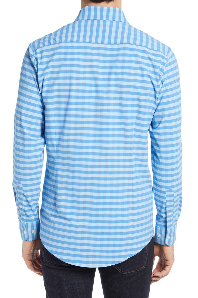 Leeward Check Button-Up Performance Shirt, Alternate, color, BLUE GINGHAM