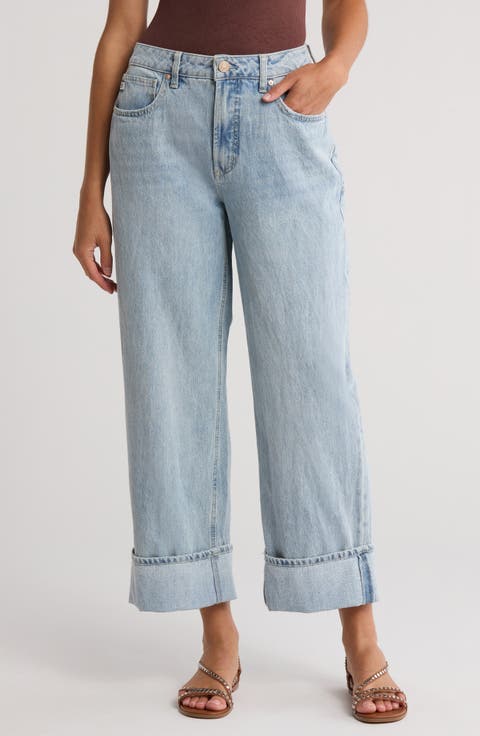 Cuffed High Waist Baggy Jeans (Smooch)