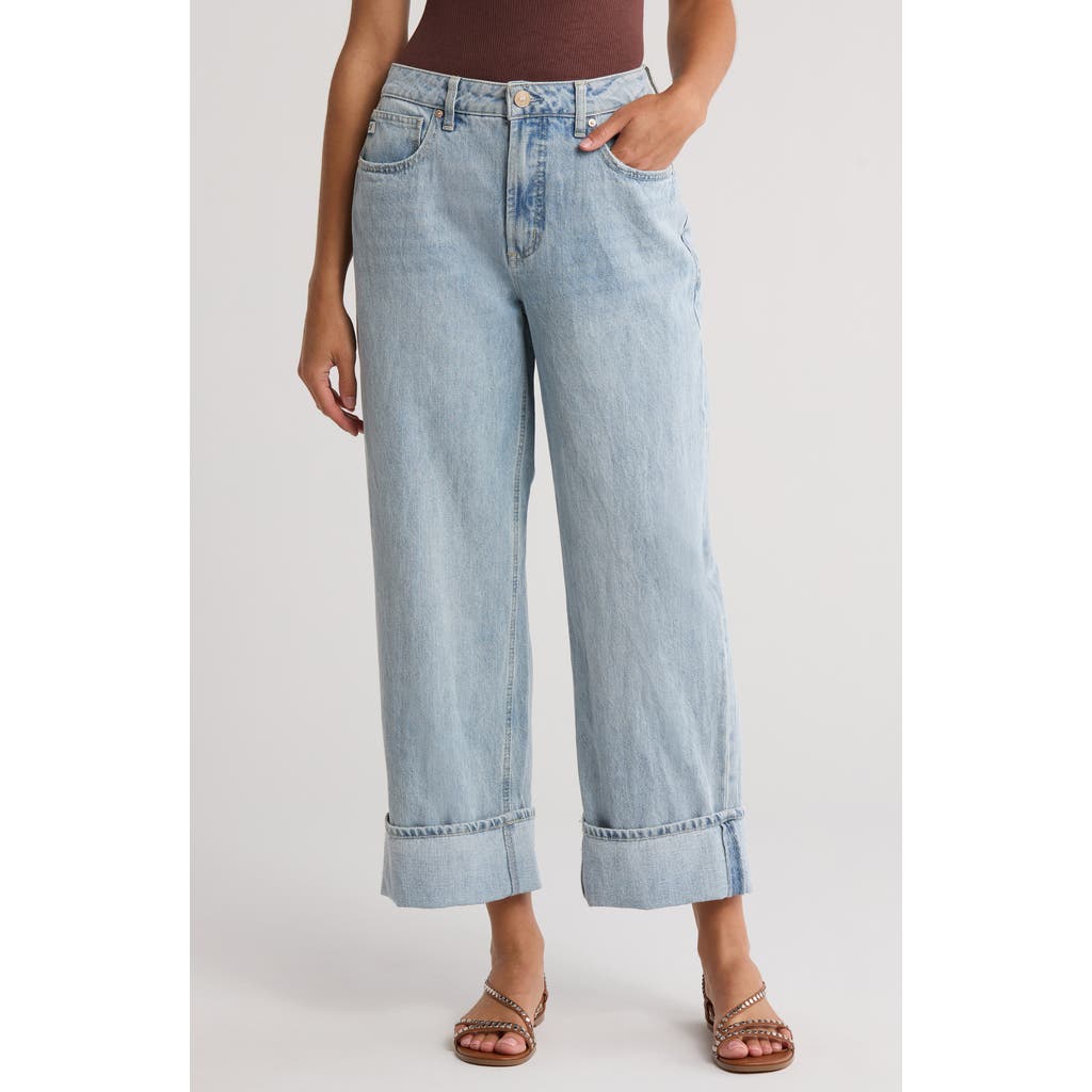 Seven7 Cuffed High Waist Baggy Jeans In Blue