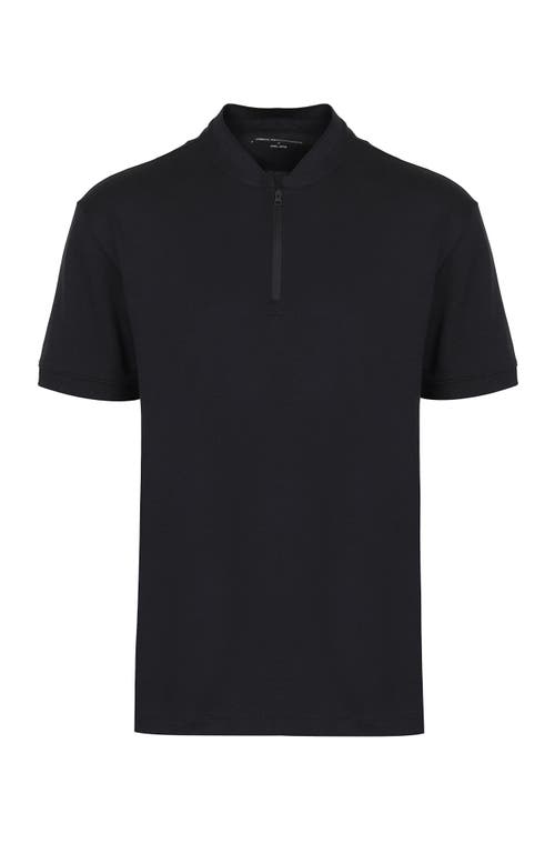 Urban Performance Pima Cotton Tech Piquet High Neck Polo In Black