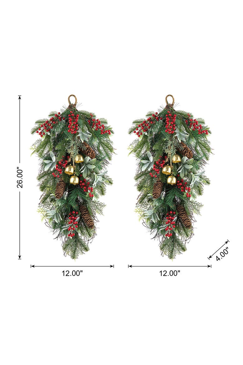 Set of 2 Christmas Deluxe Bell Dripping Teardrop, Alternate, color, Green
