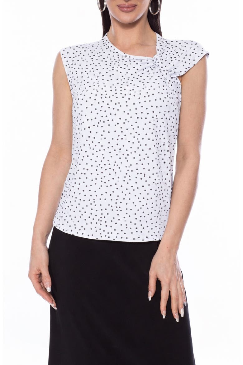 Knot Neck Sleeveless Top, Main, color, WHITE BLACK