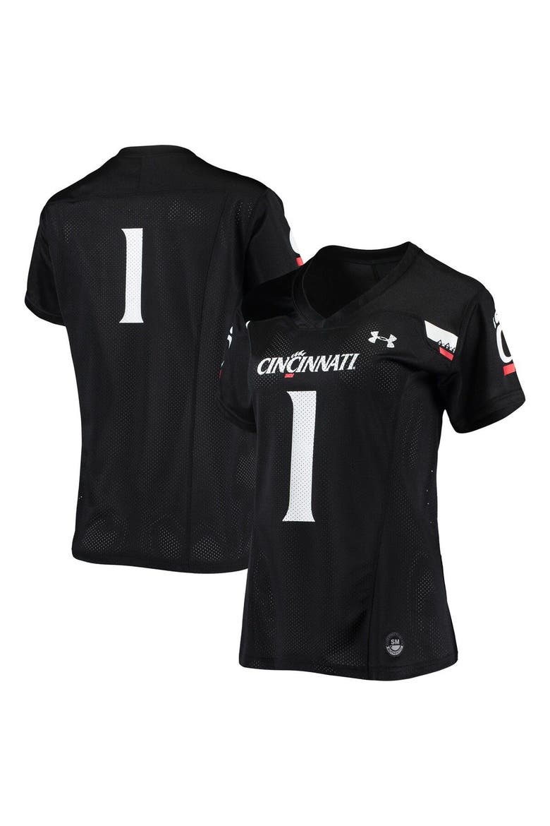 Women's Under Armour #1 Black Cincinnati Bearcats Replica Football Jersey, Main, color, Black