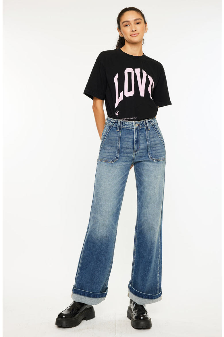 Melody High Rise Wide Flare Jeans, Alternate, color, Medium Wash