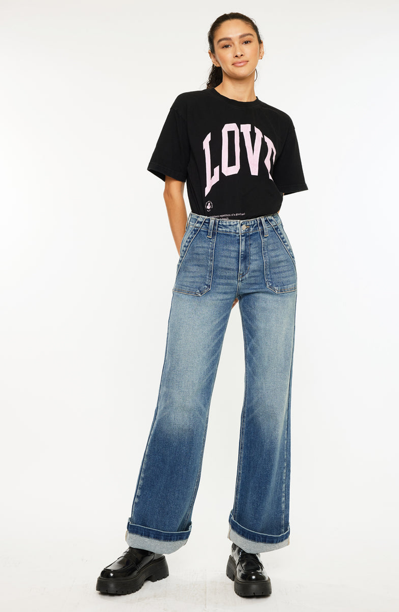 KanCan Melody High Rise Wide Flare Jeans, Alternate, color, Medium Wash