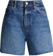 Reformation Saige High Waist Raw Hem Denim Cutoff Shorts