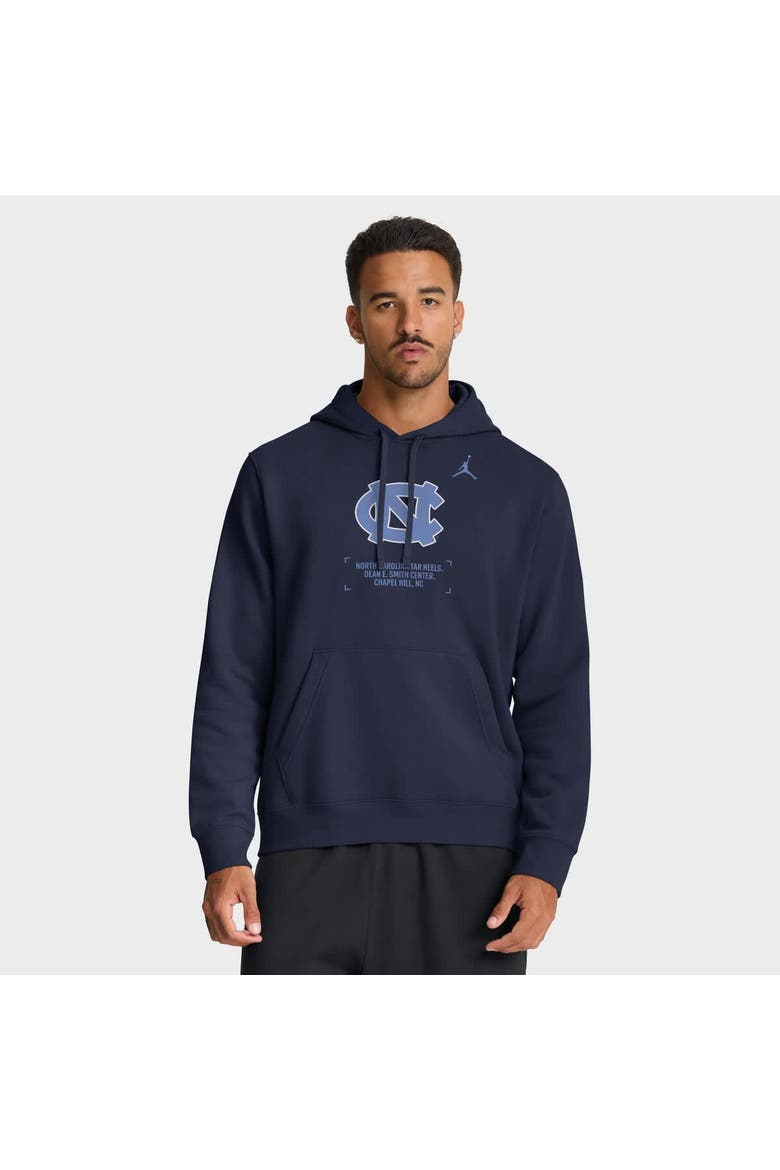 Men's Jordan Brand Navy North Carolina Tar Heels Basketball Two-Hit Club Fleece Pullover Hoodie, Alternate, color, Navy