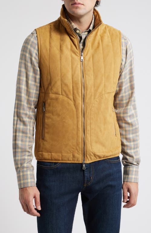 Scott Barber Faux Suede Quilted Vest in Saddle 