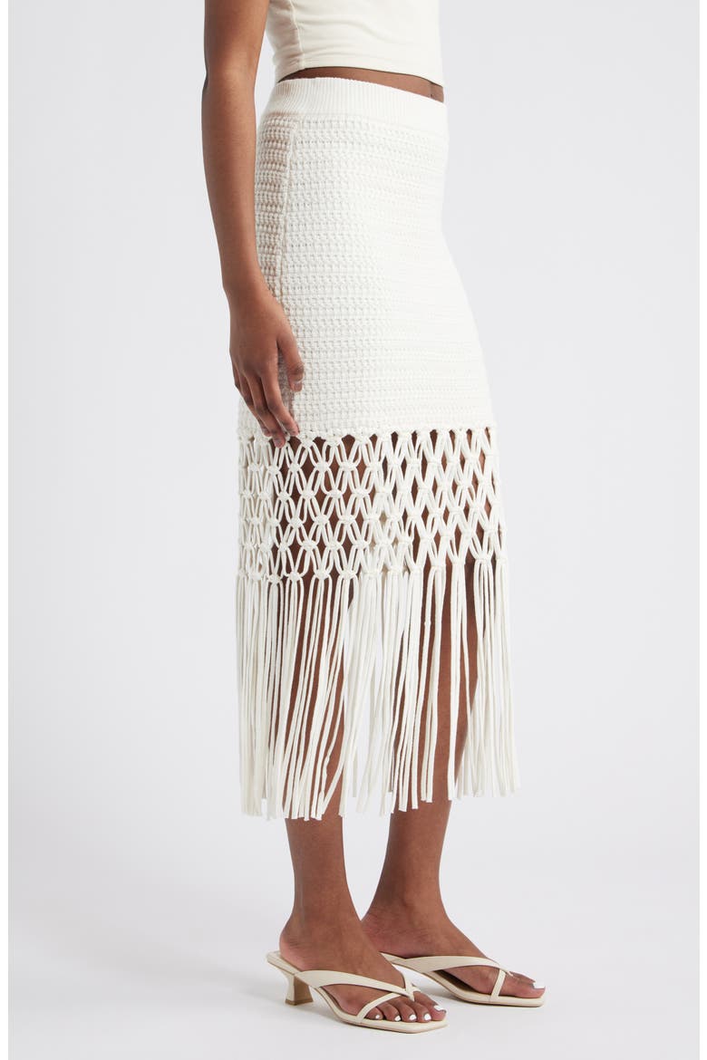 Sevilla Fringe Accent Knit Skirt, Alternate, color, WHITE