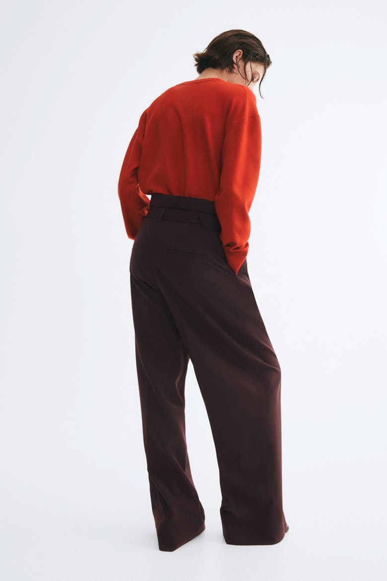 Paper-Bag Pants With Belt, Alternate, color, Dark brown