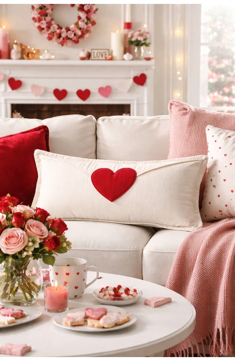 C&F Home Love Letter St. Valentines Shaped Throw Pillow, 12" x 24", Alternate, color, Red