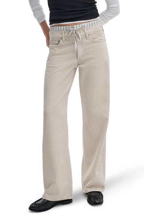 Featherweight Saige Boxer Relaxed Straight Leg Jeans (Sand Stripe)