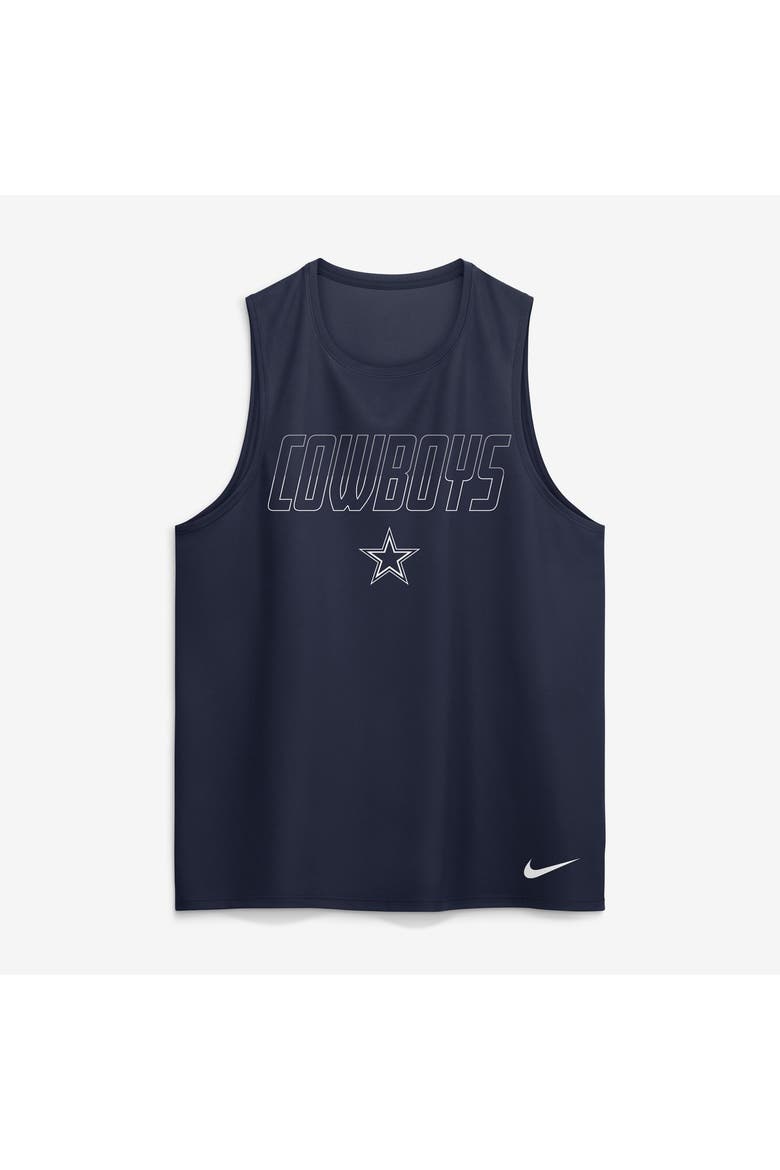 Men's Nike Navy Dallas Cowboys Kickoff Miler Dri-FIT Tank​ Top, Alternate, color, Navy