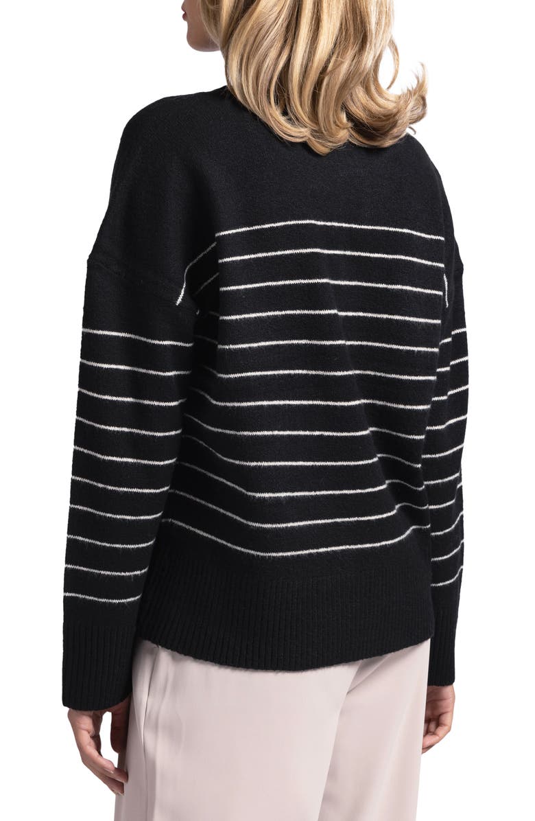 WEEKEND LOS ANGELES Kisha Stripe Crewneck Sweater, Alternate, color, Black Ivory Stripe