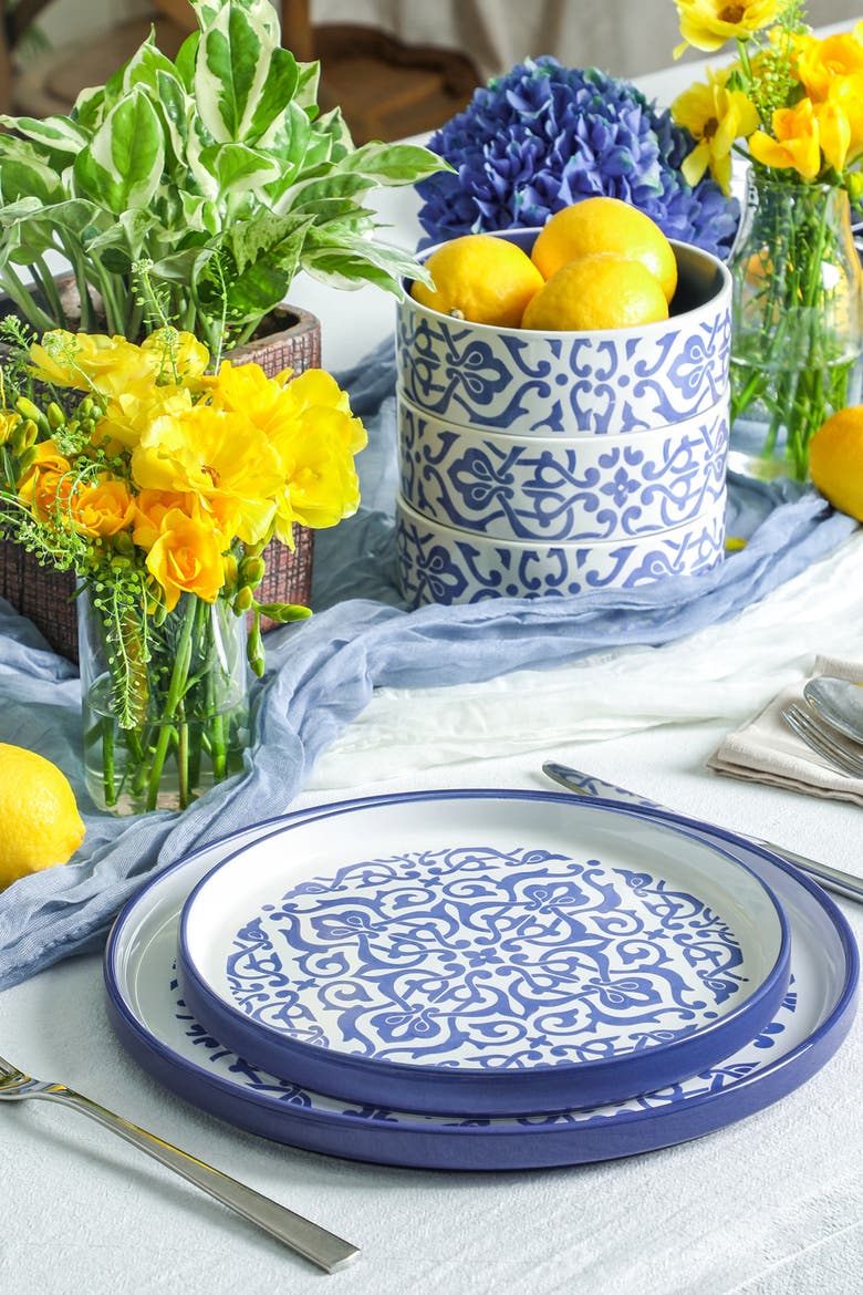 Tropea Stoneware 24-piece Dinnerware Set, Alternate, color, Blue
