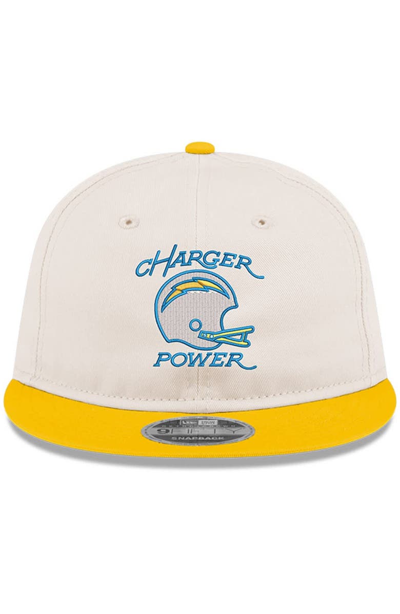 New Era Men's New Era Cream/Gold Los Angeles Chargers Charger Power Retro Crown 9FIFTY Adjustable Hat, Alternate, color, 