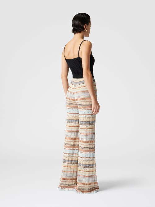 MISSONI MISSONI VISCOSE AND COTTON PALAZZO TROUSERS WITH LAMÉ ZIGZAG FRET 