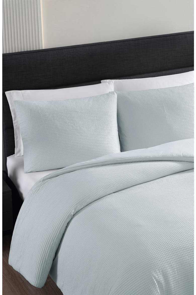 Waffle Piqué Comforter & Shams Set, Alternate, color, CLEAR BLUE