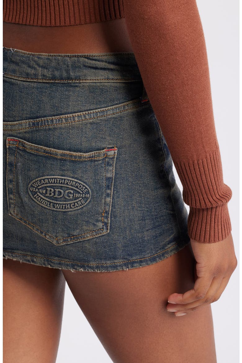 Ultra Raw Hem Denim Miniskirt, Alternate, color, MID VINTAGE