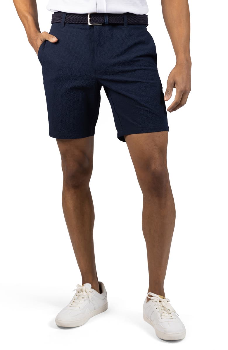 TailorByrd Seersucker Shorts, Main, color, Navy