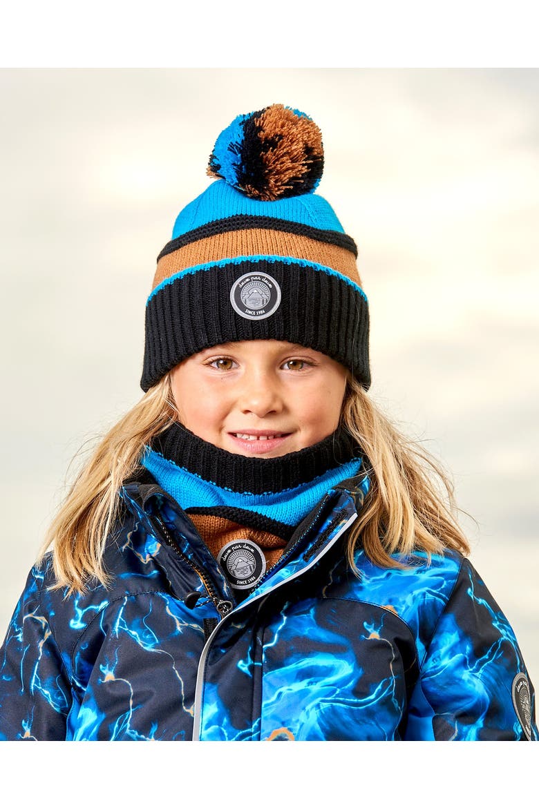 Boy's Knit Hat Blue, Black And Spice, Alternate, color, Color Block