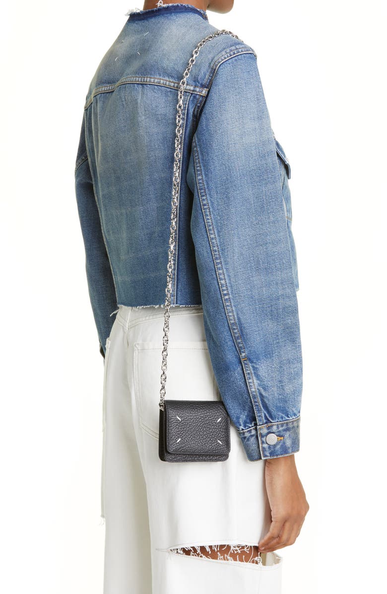 Maison Margiela Small Leather Chain Wallet, Alternate, color, Black