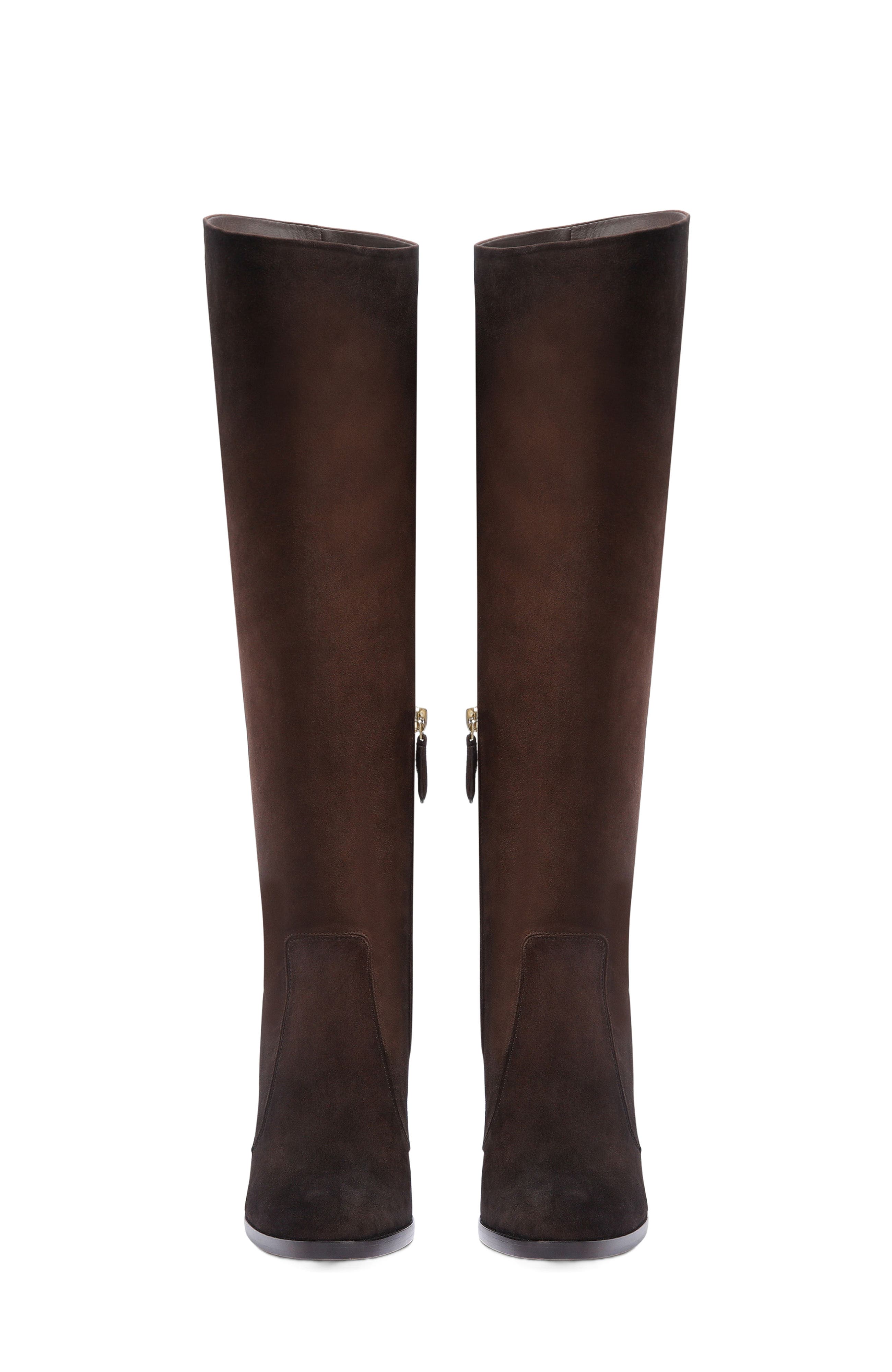 Santoni Women's suede high-heel boot, Alternate, color, Brown