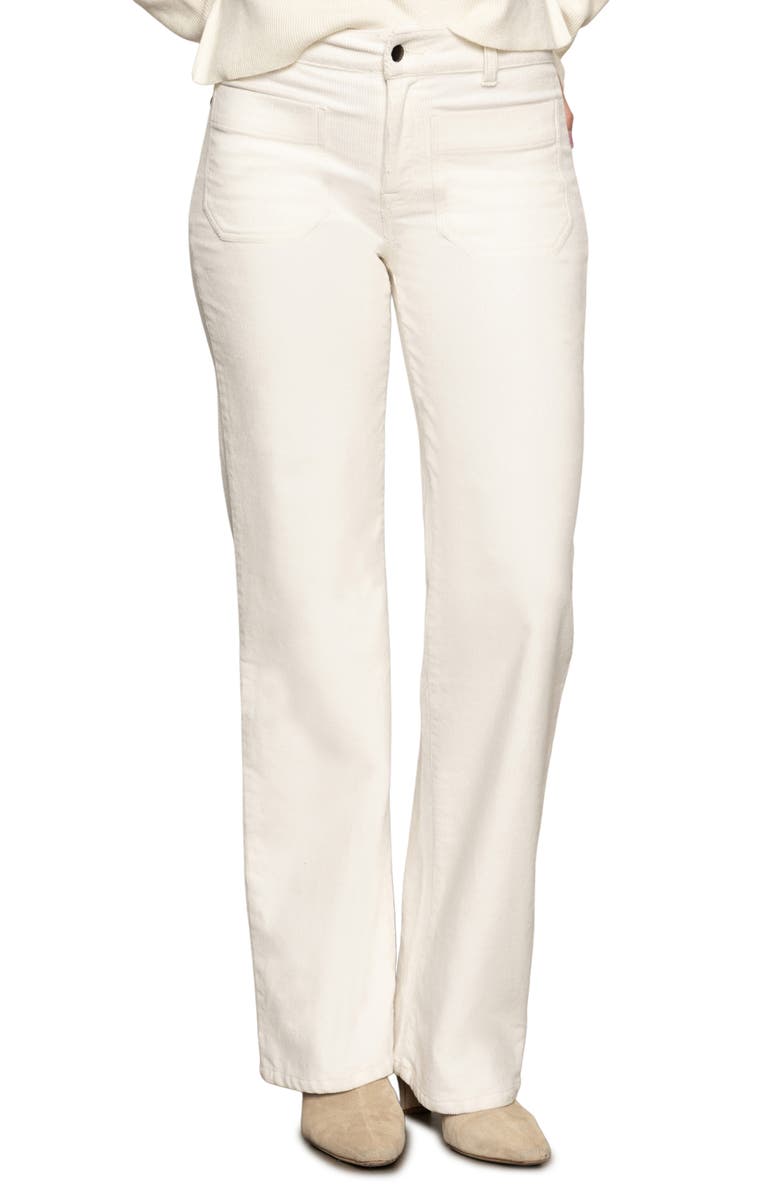 Sanctuary Marine Patch Pocket Stretch Cotton Corduroy Pants, Main, color, Chalk