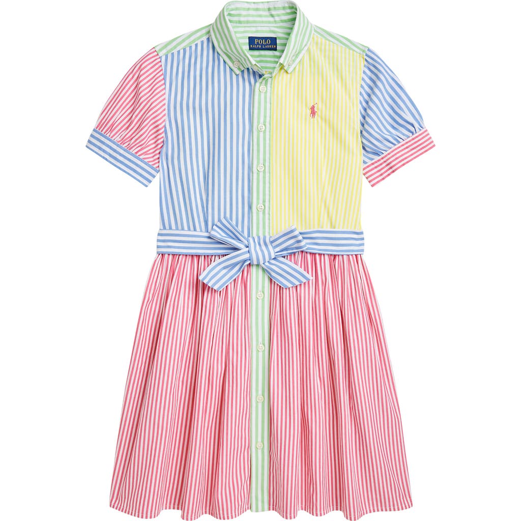 Polo Ralph Lauren Striped Cotton Fun Shirtdress In Red Multi