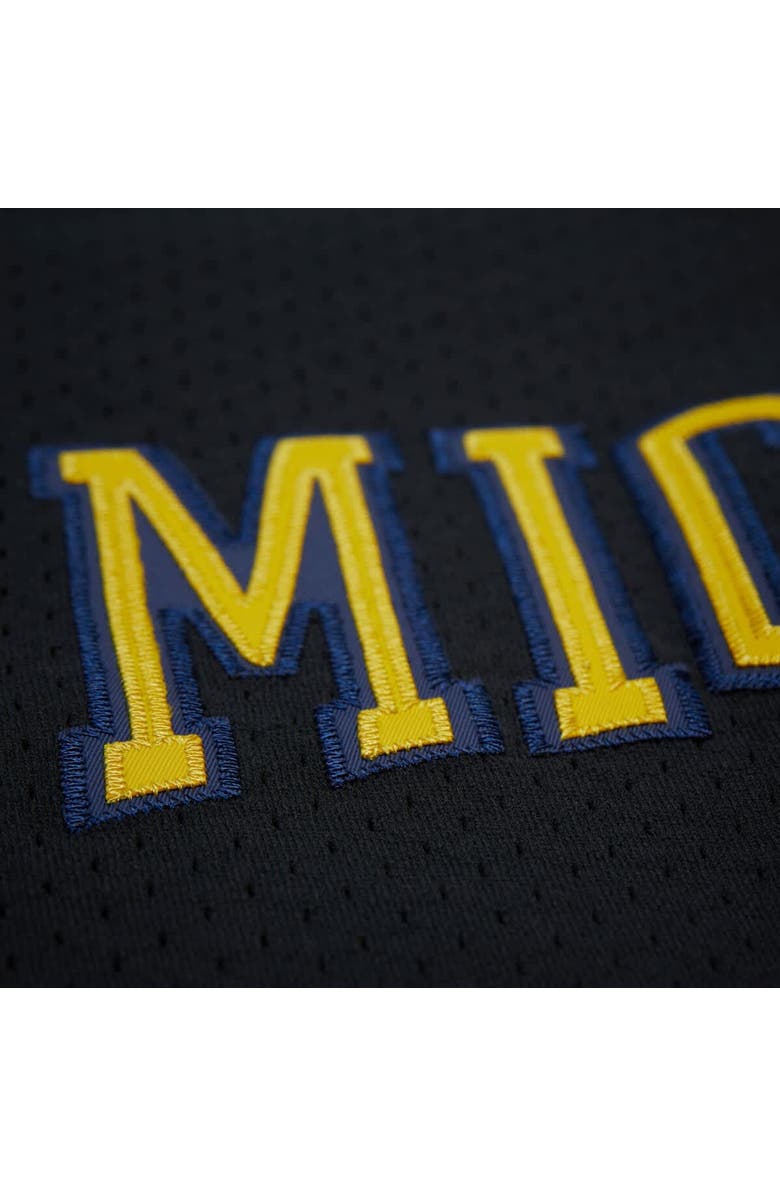 Mitchell & Ness Men's Mitchell & Ness Black Michigan Wolverines On The Clock Full-Button Fashion Jersey, Alternate, color, Black