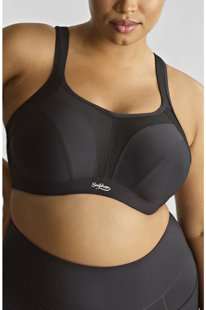 Sculptresse Activate Underwire Unlined Sports Bra, Main, color, BLACK